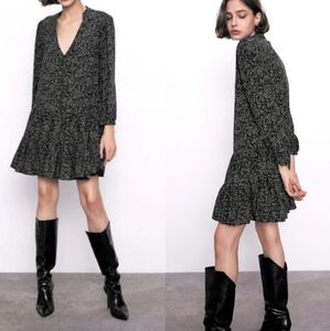 Zara Ruffle Green/Black Dress